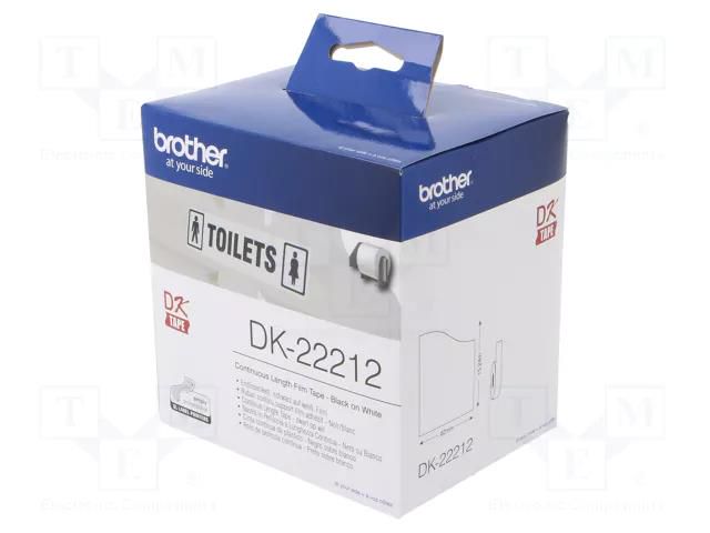Foil tape; 62mm; 15.24m; white; Character colour: black; glued BROTHER BR-DK22212