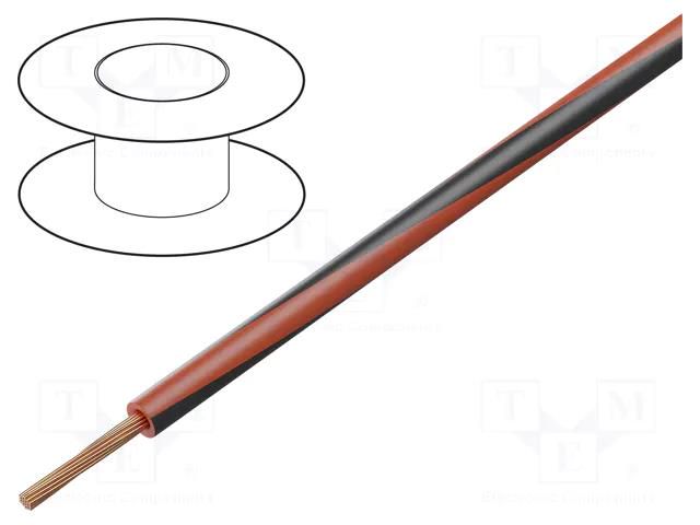 Wire; H05V-K,LgY; stranded; Cu; 0.5mm2; PVC; red-black; 300V,500V BQ CABLE LGY0.50-RD/BK