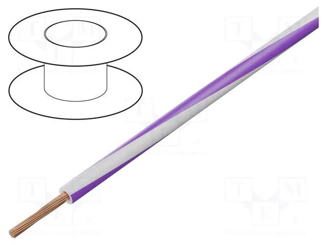 Wire; H05V-K,LgY; stranded; Cu; 2.5mm2; PVC; white-violet; 50m BQ CABLE LGY2.5-WH/VI