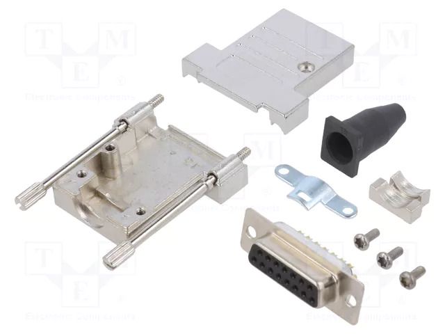 Connector: D-Sub; PIN: 15; plug; female; soldering; for cable; black ENCITECH DTSL15-T-JSRGDMS-K