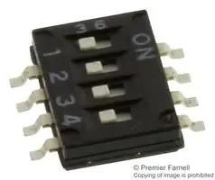 SWITCH, 4 WAY, SPST, FLUSH, SMD A6H-4101