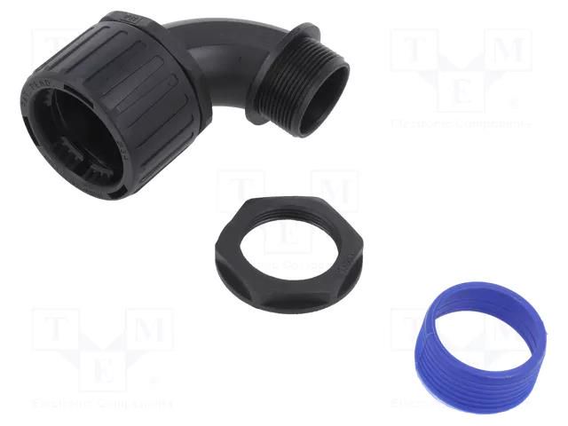 90° angled connector; polyamide; HelaGuard; IP66; black; UL94V-2 HELLERMANNTYTON HGL34-90-M32-PA66