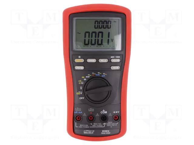 Digital multimeter; LCD; (6000); Bargraph: 61segm.40x/s; True RMS BRYMEN BM836