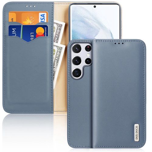 Dux Ducis Hivo Leather Flip Cover Genuine Leather Wallet For Cards And Documents Samsung Galaxy S22 Ultra Blue, Dux Ducis 6934913043677 6934913043677