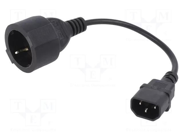 Cable; 3x0.75mm2; CEE 7/3 (F) socket,IEC C14 male; PVC; 0.15m AKYGA AK-PC-10A