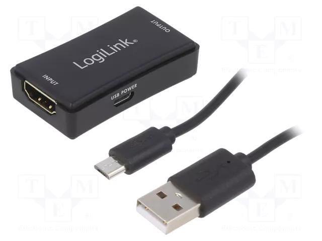 Repeater; HDMI socket,both sides; HDCP 2.2,HDMI 2.0; black; 25m LOGILINK HD0014