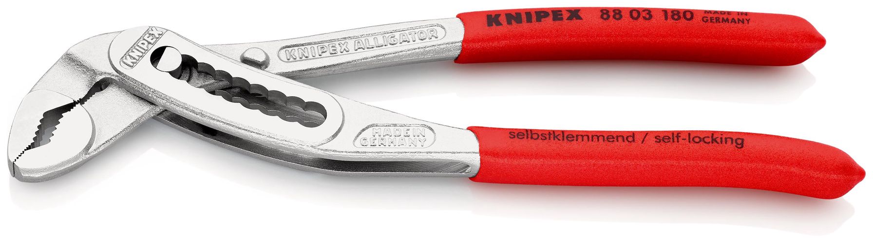 KNIPEX 88 03 180 Alligator® Water Pump Pliers covered with non-slip plastic chrome-plated 180 mm 88 03 180 4003773042860