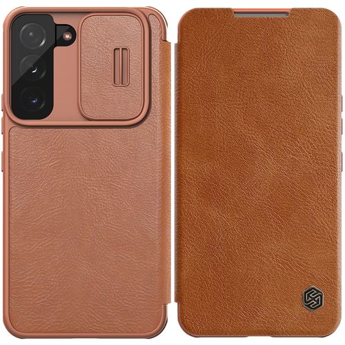 Nillkin Qin Leather Pro Case Case for Samsung Galaxy S22+ (S22 Plus) Camera Protector Holster Cover Flip Case Brown, Nillkin 6902048235540