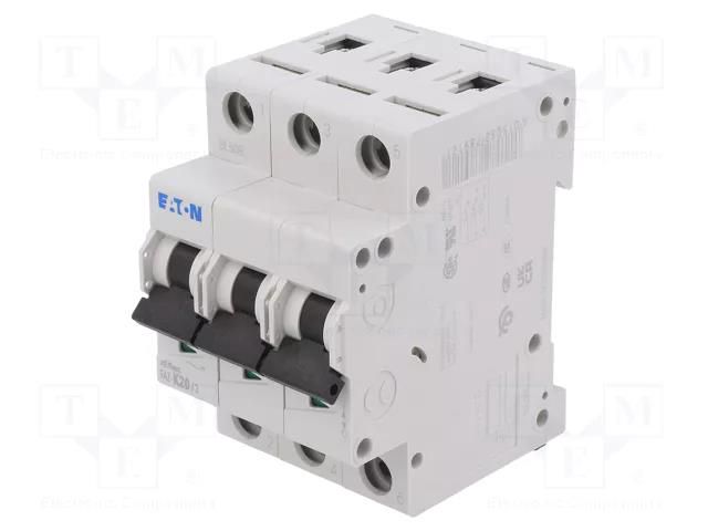 Circuit breaker; 230/400VAC; Inom: 20A; Poles: 3; Charact: K; 15kA EATON ELECTRIC FAZ-K20/3