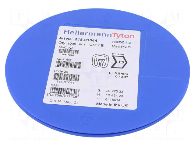 Markers; Marking: D; 1÷3mm; PVC; yellow; -65÷105°C; leaded; HGDC1-3 HELLERMANNTYTON HGDC1-3D-PVC-YE