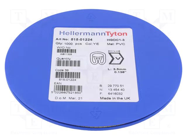 Markers; Marking: V; 1÷3mm; PVC; yellow; -65÷105°C; leaded; HGDC1-3 HELLERMANNTYTON HGDC1-3V-PVC-YE
