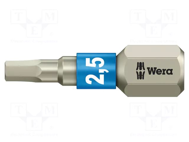 Screwdriver bit; Hex Plus key; HEX 2.5mm; 1/4"; Overall len: 25mm WERA WERA.05071072001