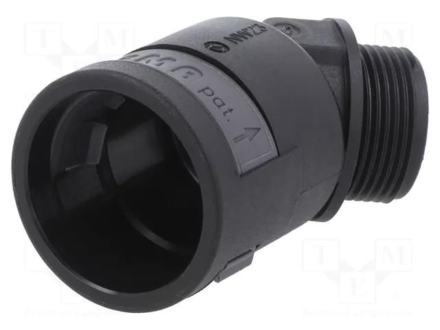 45° angled connector; Thread: metric,outside; polyamide 6; black PMA I-BVAD-M253GT