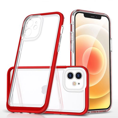 Clear 3in1 case for iPhone 12 frame gel cover red, Hurtel 5907769338632 5907769338632