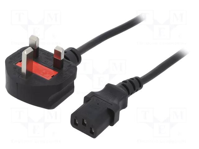 Cable; 3x0.5mm2; BS 1363 (G) plug,IEC C13 female; PVC; 1.8m; 5A GEMBIRD PC-187