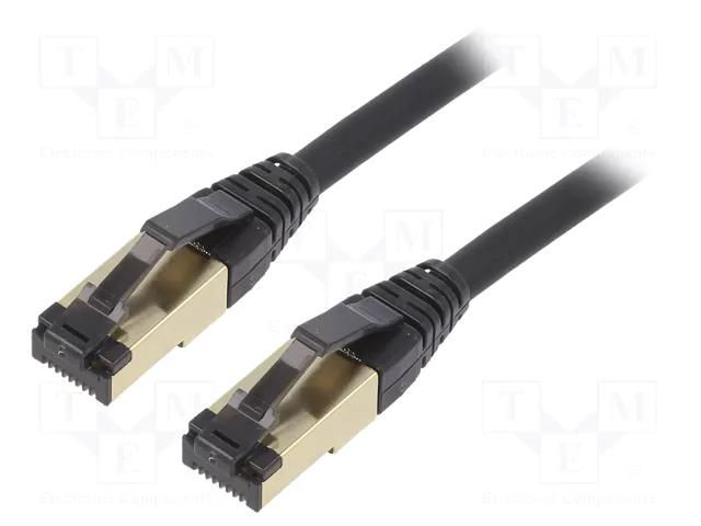 Patch cord; RJ45 plug,both sides; S/FTP; Cat 8; stranded; Cu; LSZH GEMBIRD PP8-LSZHCU-BK-0.5M