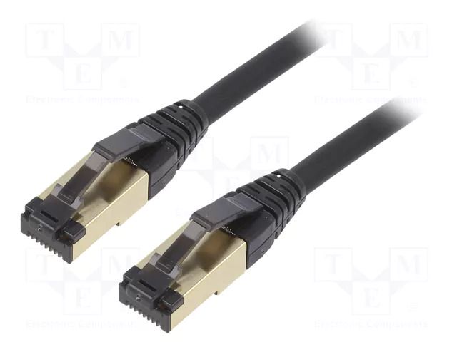 Patch cord; S/FTP; Cat: Cat 8; RJ45 plug,both sides; stranded; Cu GEMBIRD PP8-LSZHCU-BK-0.25