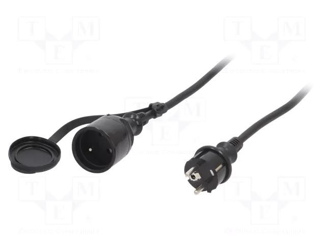 Extension lead; 3x1.5mm2; Sockets: 1; rubber; black; 25m; 16A KEL W-97023