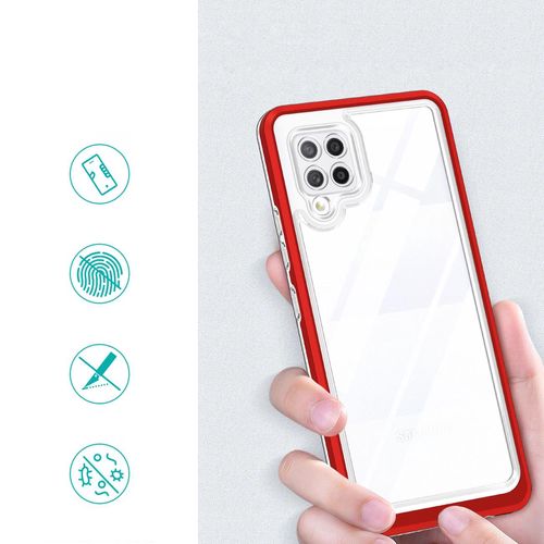 Clear 3in1 Case for Samsung Galaxy A42 5G Frame Gel Cover Red, Hurtel 5907769338977 5907769338977