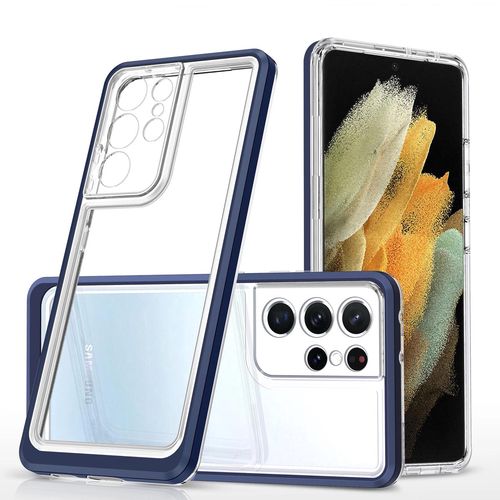 Clear 3in1 Case for Samsung Galaxy S22 Ultra Frame Gel Cover Blue, Hurtel 5907769339165 5907769339165