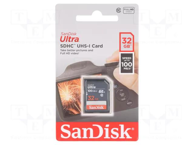 Memory card; Ultra; SDHC; R: 100MB/s; Class 10 UHS U1; 32GB SANDISK SDSDUNR-032G-GN3IN