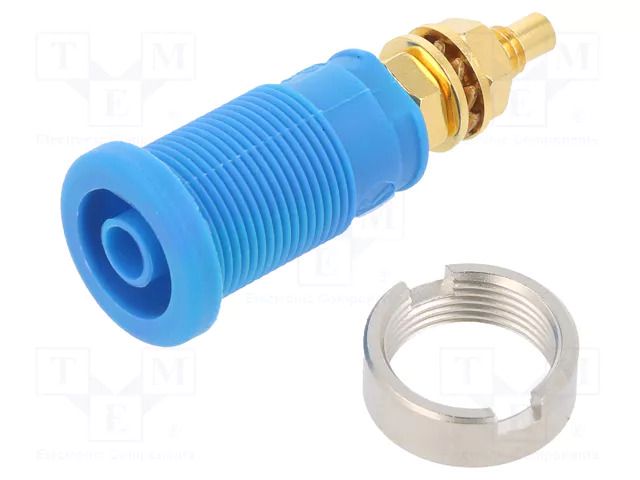 Connector: 4mm banana; socket; 32A; 1kVDC; blue; gold-plated; screw HIRSCHMANN T&M SEB2600G-BL