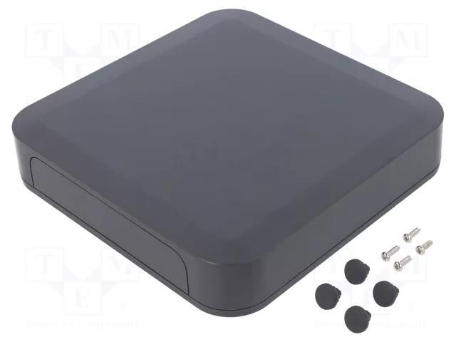Enclosure: with panel; PF; X: 150mm; Y: 150mm; Z: 30mm; ABS; dark grey TAKACHI TKC-PF15-3-15D