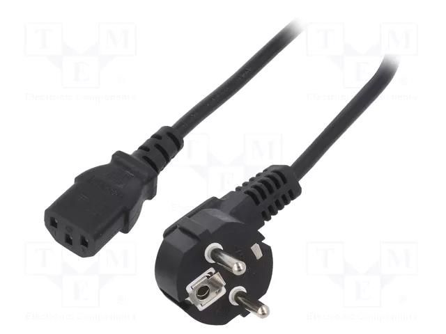 Cable; 3x1mm2; CEE 7/7 (E/F) plug angled,IEC C13 female; PVC; 3m ESPE KAB-EUL-P3-3.0-BK
