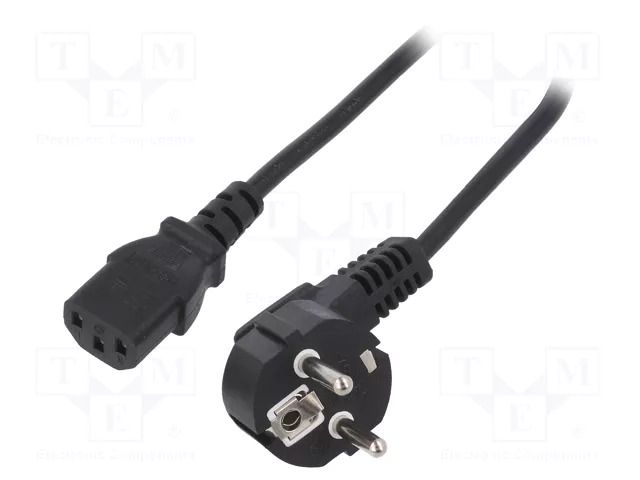 Cable; 3x1mm2; CEE 7/7 (E/F) plug angled,IEC C13 female; PVC; 3m ESPE KAB-EUL-P3-3.0-BK