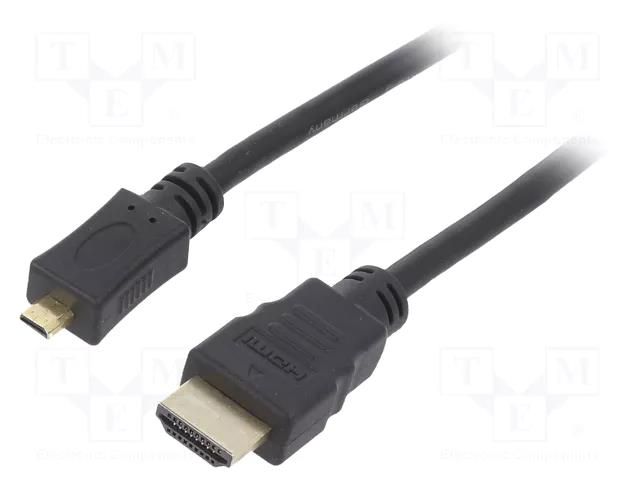 Cable; HDMI plug,micro HDMI plug; PVC; Len: 1m; black; HDMI 2.0 Goobay HDMI.HE320.010