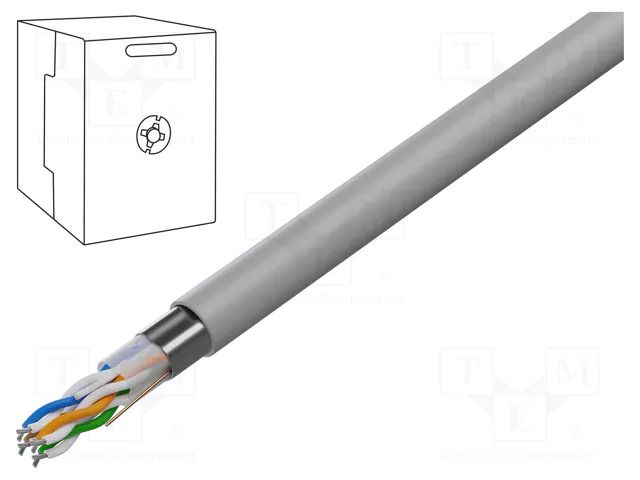 Wire; F/UTP; 4x2x24AWG; 5e; stranded; CCA; Insulation: PVC; grey GEMBIRD FPC-5004E-L