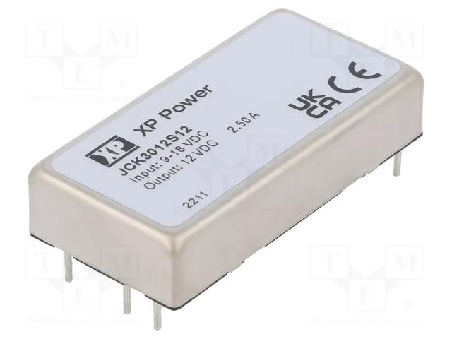 Converter: DC/DC; 30W; Uin: 9÷18VDC; Uout: 12VDC; Iout: 2500mA; THT XP POWER JCK3012S12