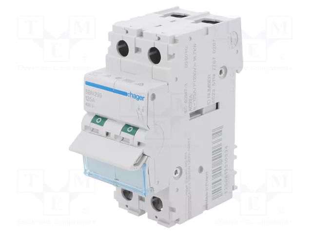 Switch-disconnector; Poles: 2; for DIN rail mounting; 125A; IP20 HAGER SBN299