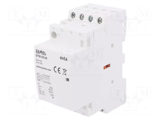 Contactor: 4-pole installation; 25A; 230VAC; NC x4; STM; -5÷60°C ZAMEL STM-25-04