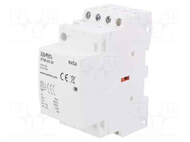 Contactor: 3-pole installation; 25A; 230VAC; NO x3; STM; -5÷60°C ZAMEL STM-25-30