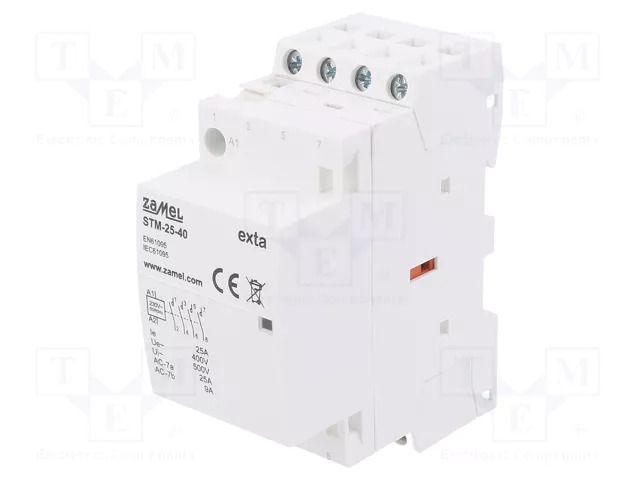 Contactor: 4-pole installation; 25A; 230VAC; NO x4; STM; -5÷60°C ZAMEL STM-25-40