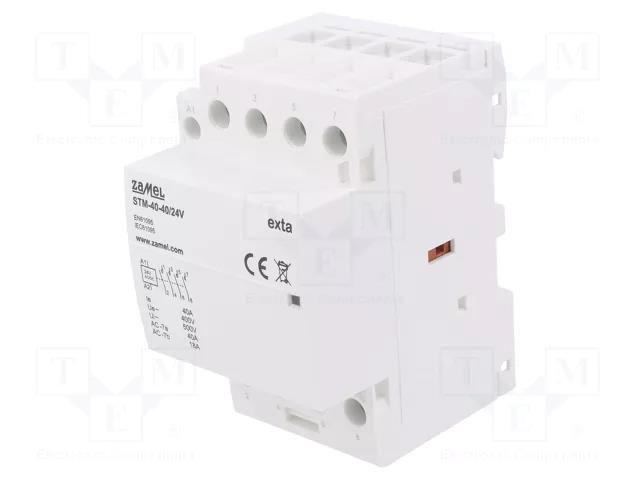 Contactor: 4-pole installation; 40A; 24VAC,24VDC; NO x4; STM ZAMEL STM-40-40/24V