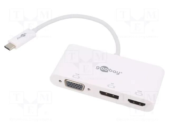 Adapter; DisplayPort 1.2,HDMI 1.4,USB 3.0; 0.15m; white; white Goobay USB.C-ADAP-16