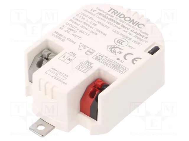 Power supply: switching; LED; 24W; 24÷40VDC; 500÷600mA; 198÷264VAC TRIDONIC 28003215