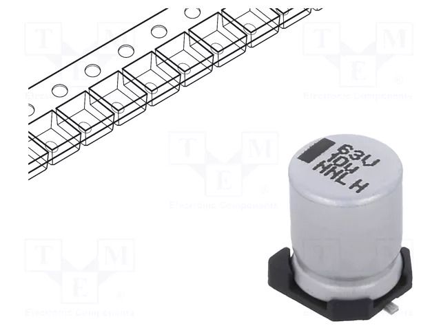 Capacitor: electrolytic; SMD; 10uF; 63VDC; 8x8x10mm; ±20% VISHAY MAL214097805E3
