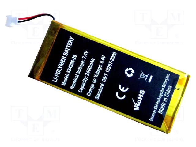 Rechargeable battery; Li-Poly; 2400mAh; 7.4V; 1pcs. SONEL WAAKU25