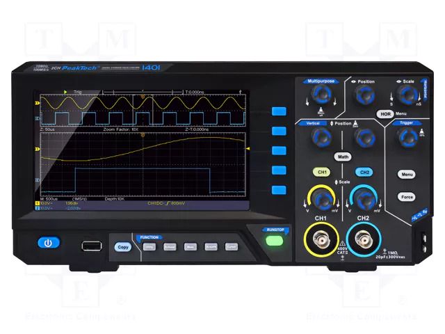 Oscilloscope: digital; DSO; Ch: 2; 10MHz; 100Msps; 10kpts; automatic PEAKTECH PKT-P1401