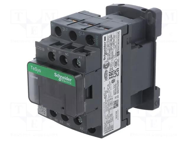 Contactor: 3-pole; NO x3; Auxiliary contacts: NO + NC; 120VAC; 18A SCHNEIDER ELECTRIC LC1D18G7