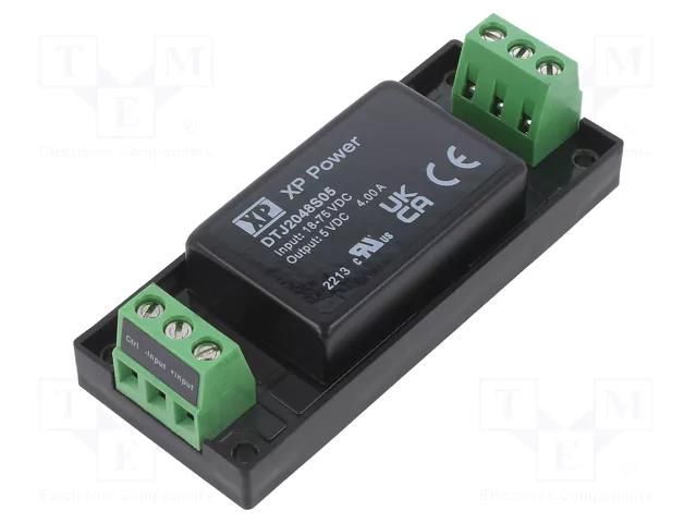 Converter: DC/DC; 20W; Uin: 9÷36VDC; Uout: 5VDC; Iout: 4A; on panel XP POWER DTJ2024S05