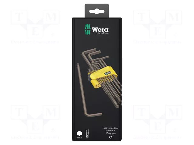 Wrench: hex key-set; inch,Hex Plus,spherical; 13pcs. WERA WERA.05021721001