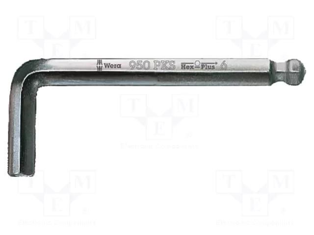 Wrench; Hex Plus key,spherical; HEX 4mm; Overall len: 80mm; steel WERA WERA.05133154001