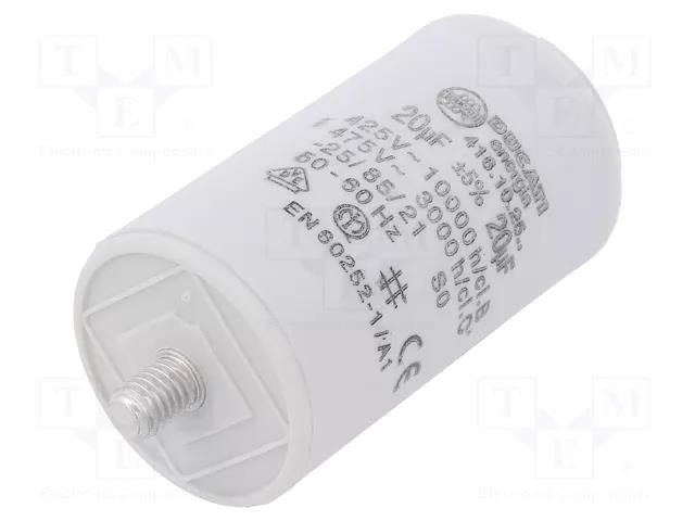 Capacitor: polypropylene; motors, run; 20uF; 475VAC; Ø40x70mm; ±5% DUCATI ENERGIA 4.16.10.25.27