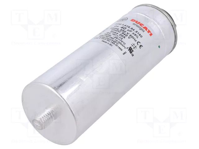 Capacitor: polypropylene; one phase; 40uF; 600VDC; ±5% DUCATI ENERGIA 416.84.5180