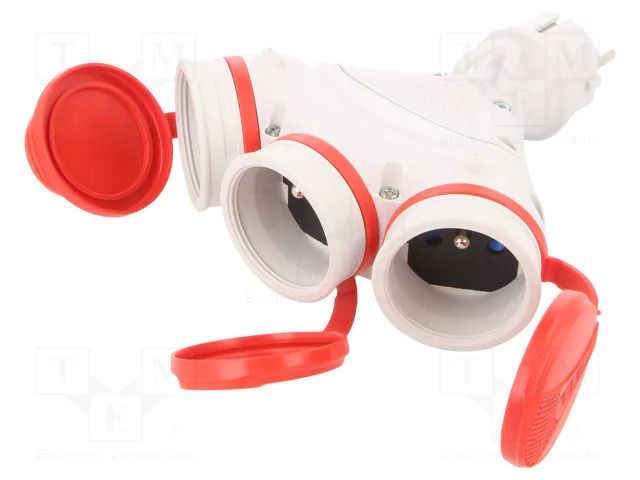 Power splitter; Sockets: 3; 16A; Connector colour: red,grey KEL W-01151