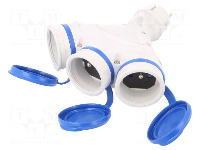 Power splitter; Sockets: 3; 16A; Connector colour: blue,grey KEL W-01153